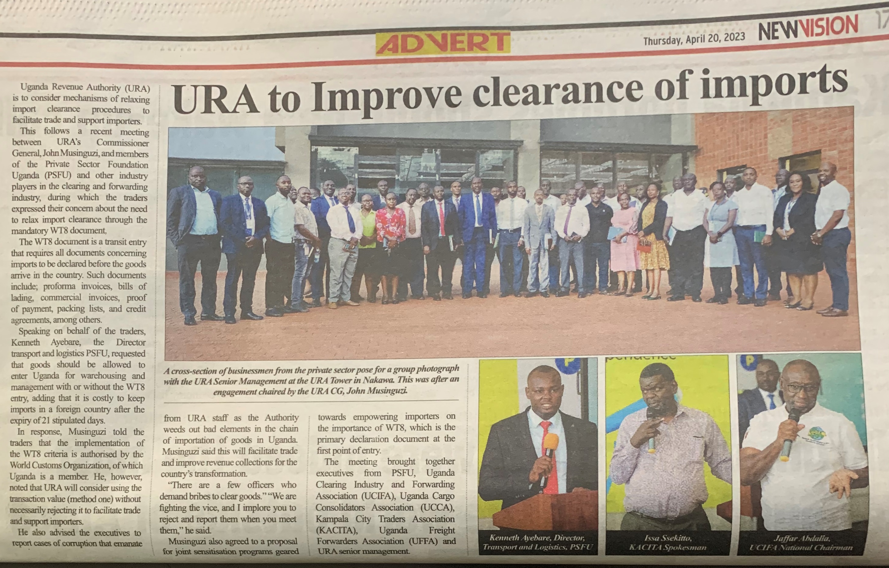 URA to Improve Clearance of Imports.